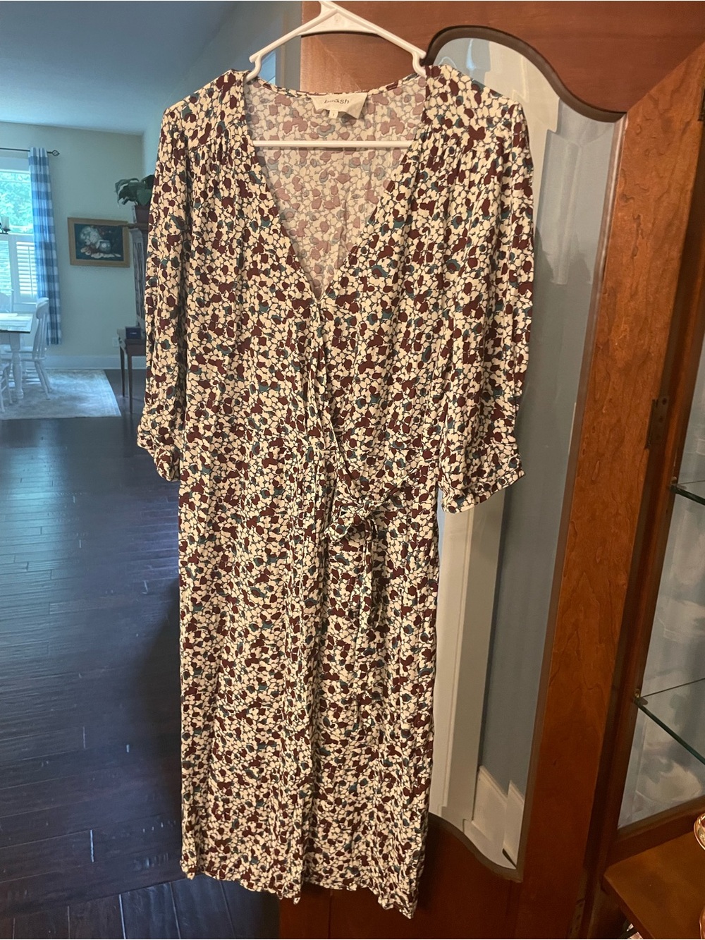 ba&sh Cream Floral Dress with Mauve and Teal Accents Size 1